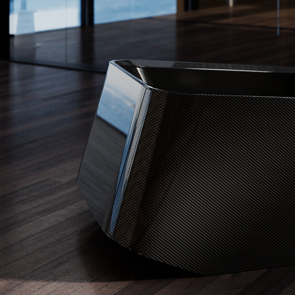 Premium freestanding soaking bathtub with lightweight forged carbon fiber construction