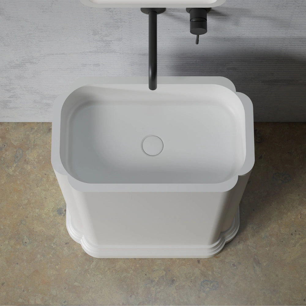 CHLOÉ Series pedestal sink designed for contemporary bathrooms