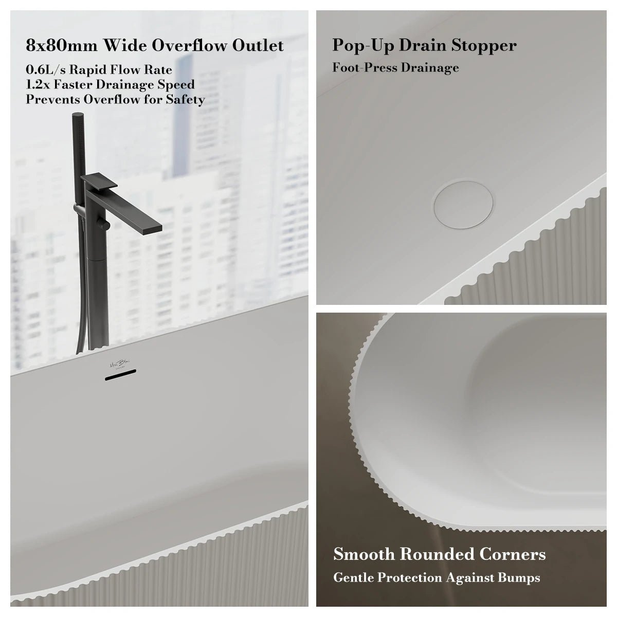 NOVA Series solid surface soaking bathtub for comfortable bathing