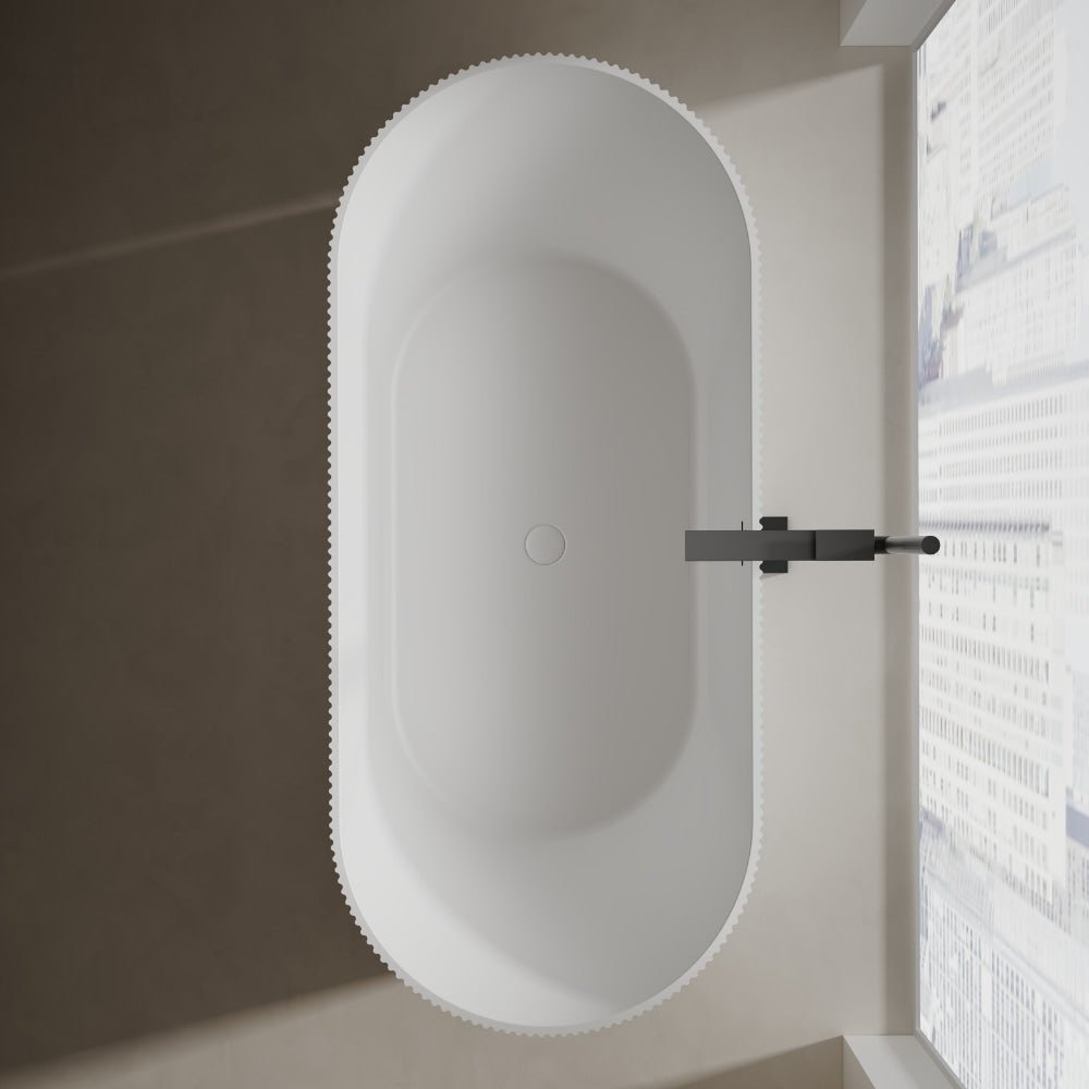 NOVA Series solid surface bathtub with refined fluted surface
