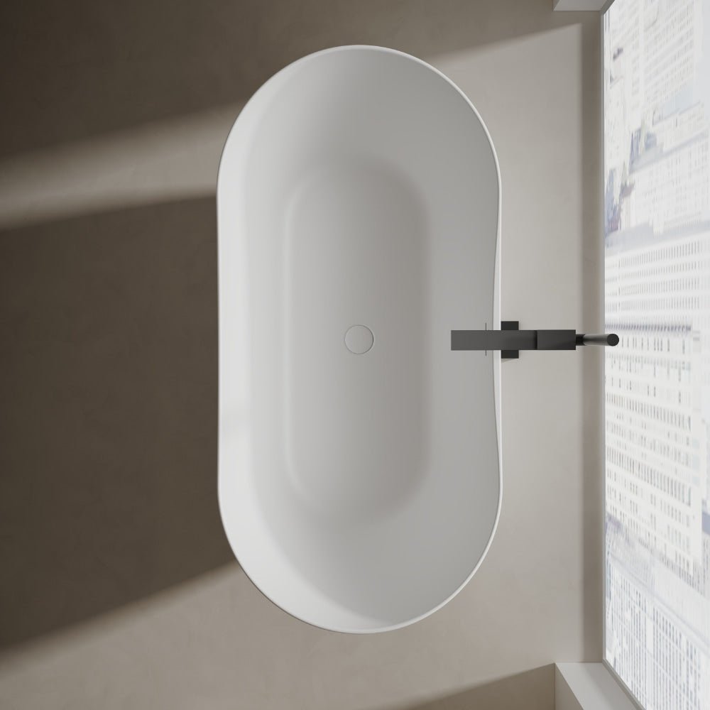 solid surface soaking bathtub designed for contemporary bathrooms