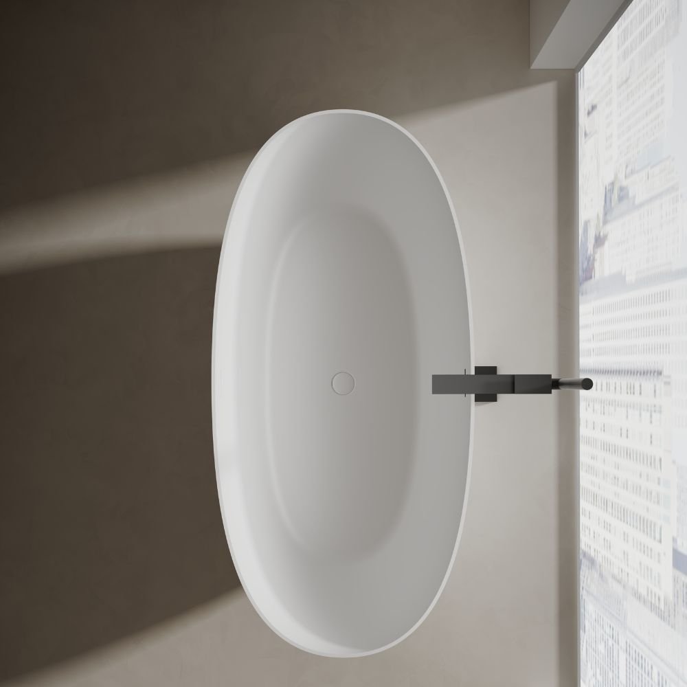 LYRA Series solid surface bathtub designed for contemporary spaces