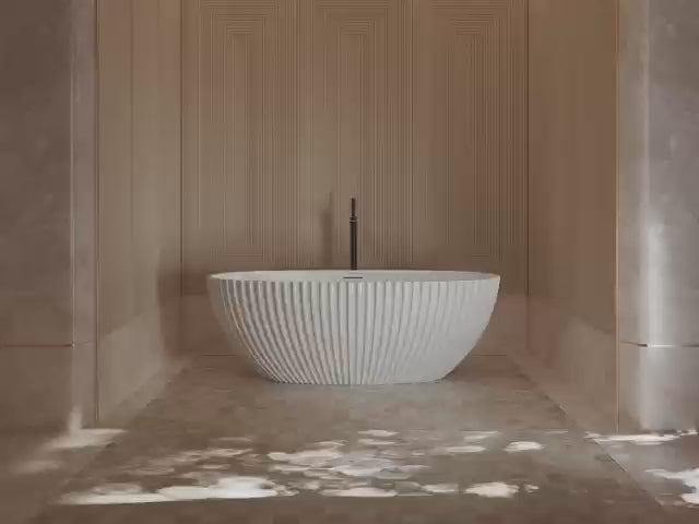 Load video: 59.1" Monblari Acrylic Freestanding Bathtub With Insulation Tub
