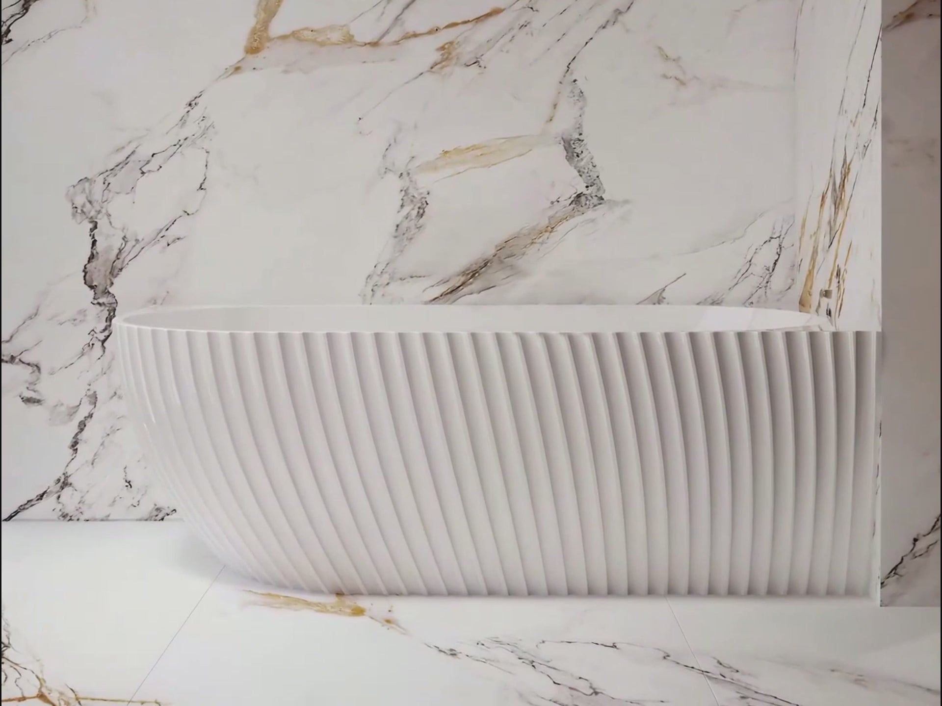 Load video: 59-67 Inch MonBlari Acrylic Back to Wall Bathtub