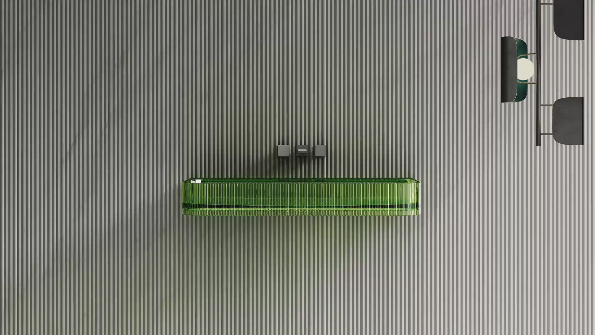 Load video: 30"-47" MonBlari Resin Clear Green Vessel Sink Bathroom Wall Mount Sink Fluted
