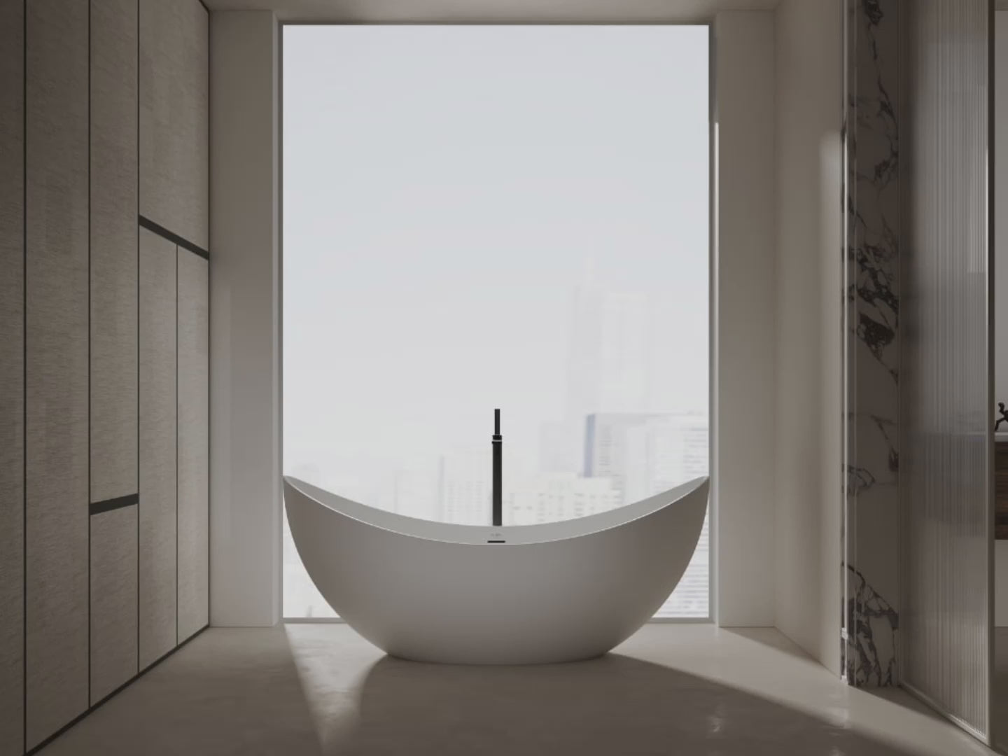 Load video: 71 Inch MonBlari Solid Surface Freestanding Bathtub