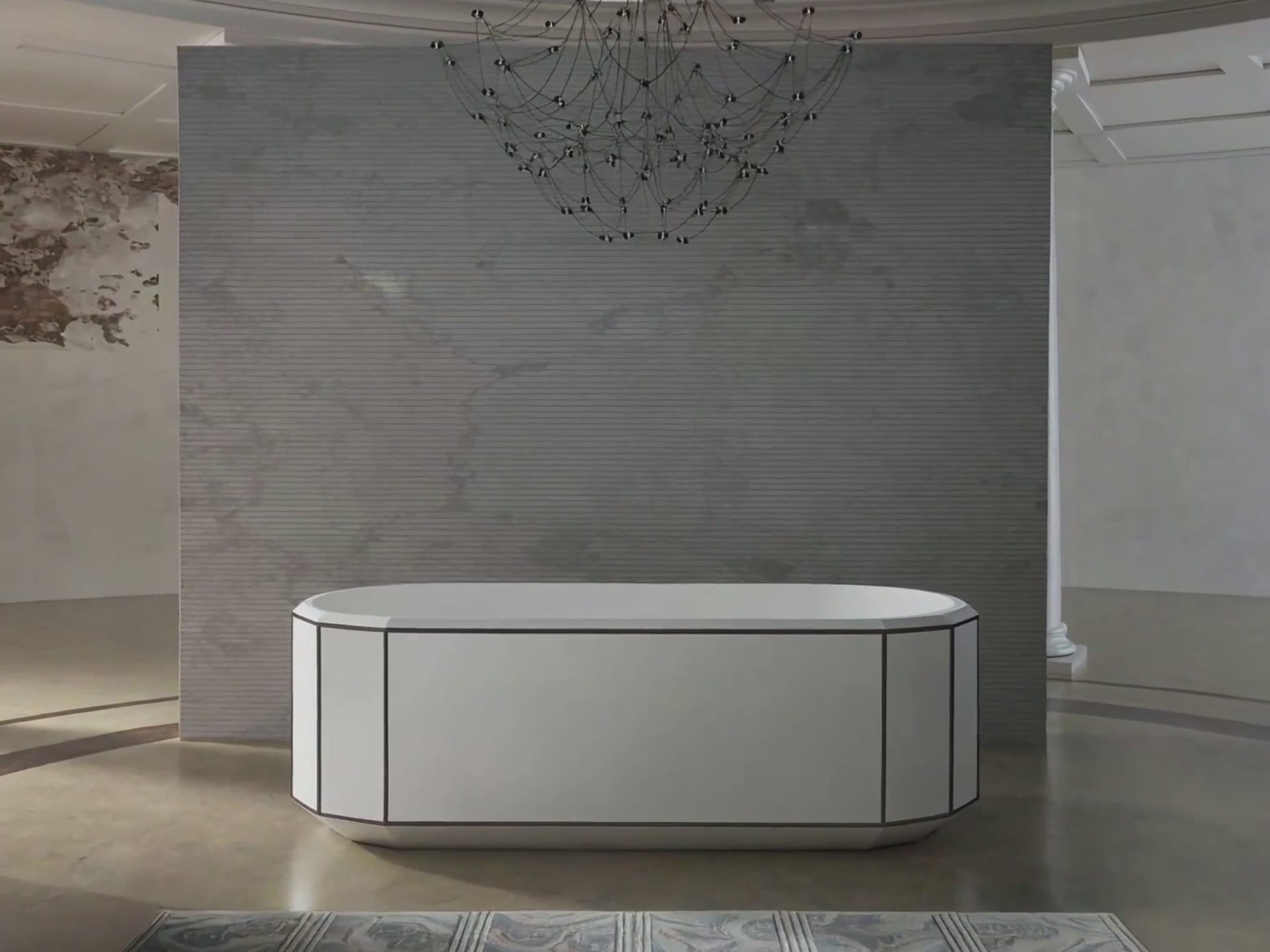 Load video: 67 Inch MonBlari BERYL Series Buthtub With Black Rim