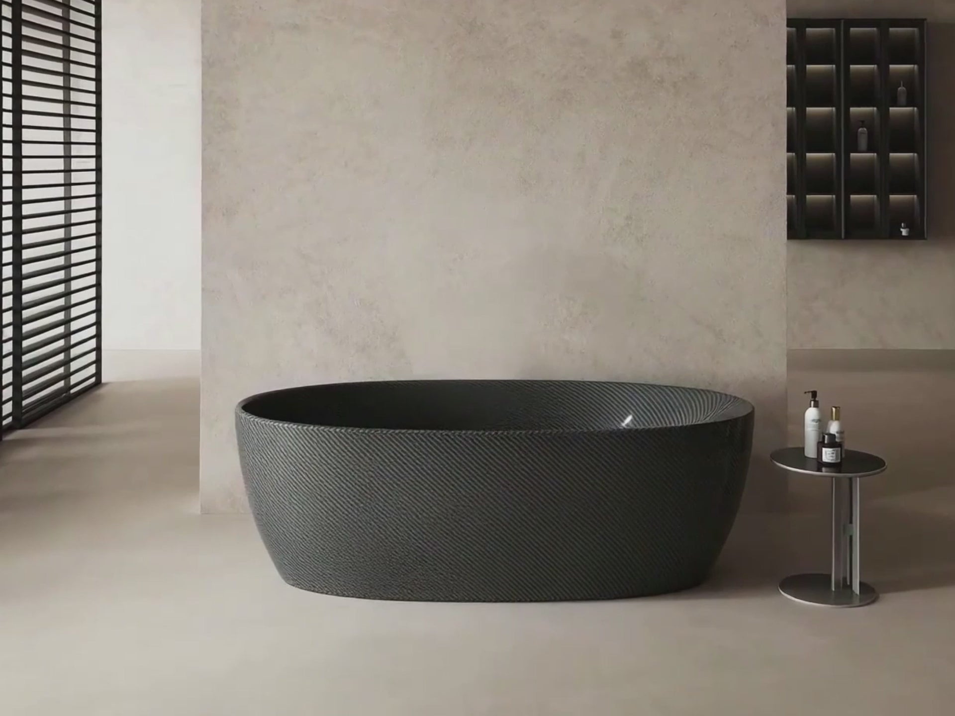 Load video: 67 Inch MonBlari Carbon Fiber Freestanding Bathtub