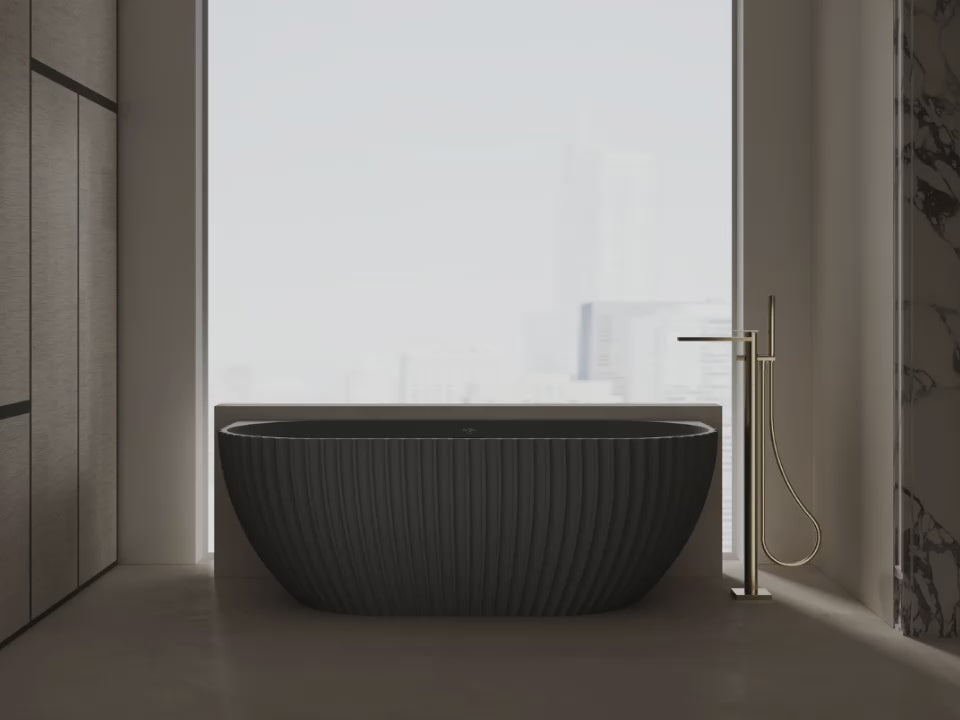 Load video: bathtub with refined contours and sculptural appearance