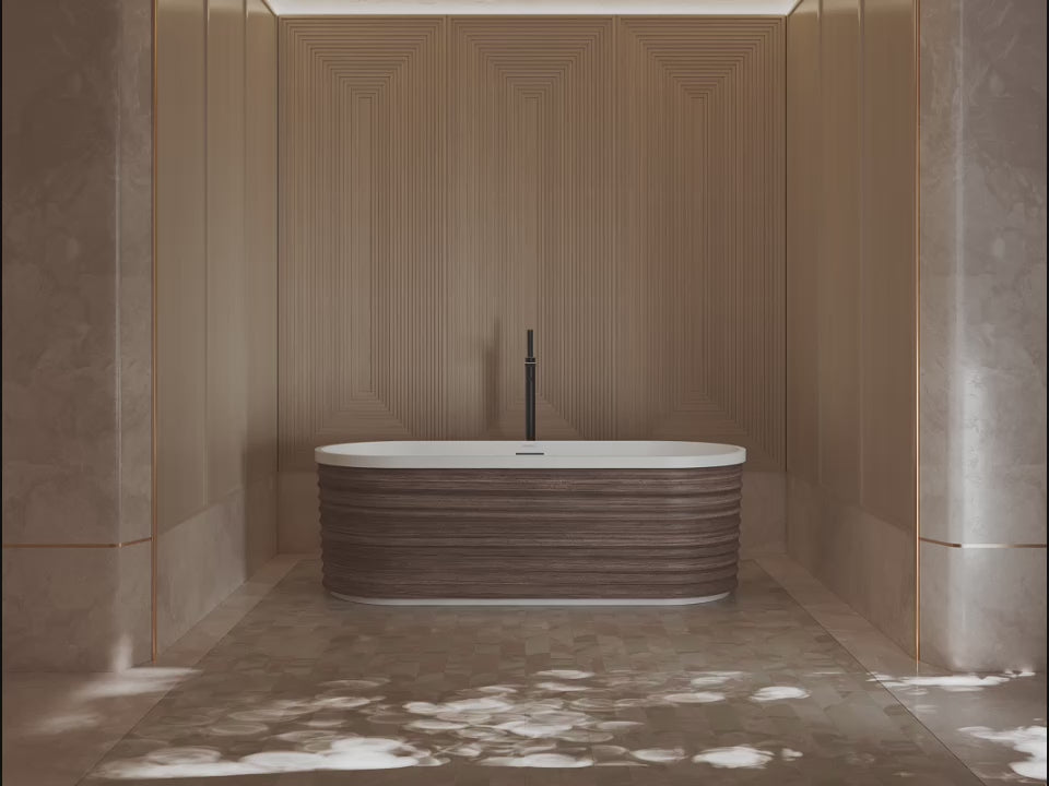 Load video: MonBlari Design FOREST Series Acrylic Freestanding Bathtub