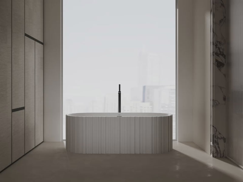 white freestanding bathtub fluted bath tub