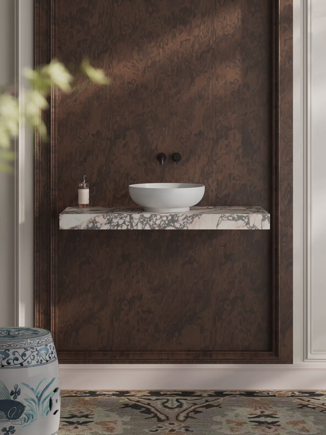 Load video: 15.7 Inch MonBlari NAIAD SERIES Solid Surface Vessel Bowl Sink Bathroom Sink