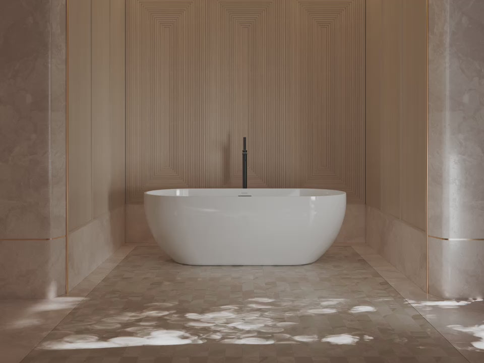 Load video: 51.2-67.7 Inch MonBlari Acrylic Freestanding Bathtub