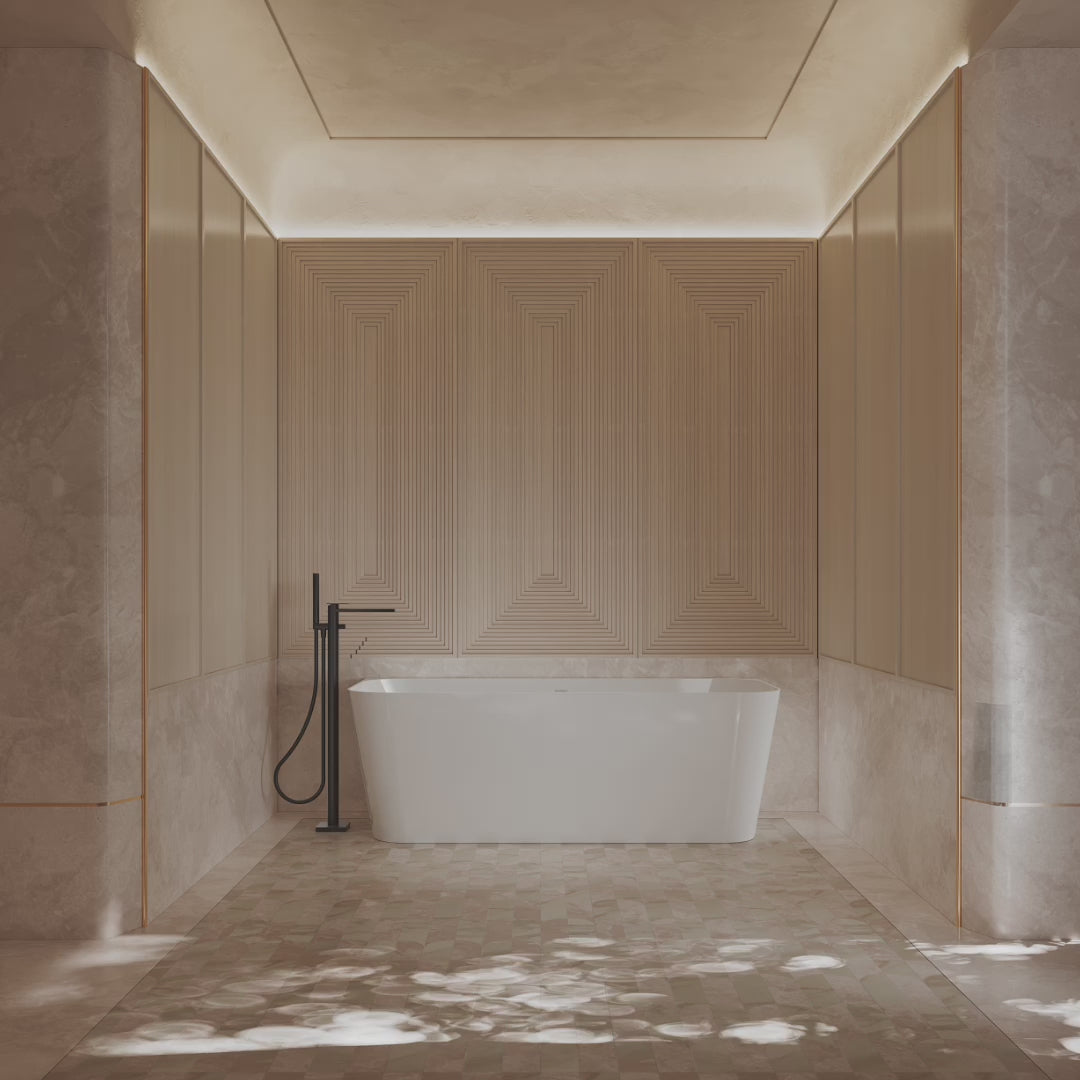 Load video: Monblari Acrylic Bathtubs Rectangular White Tub