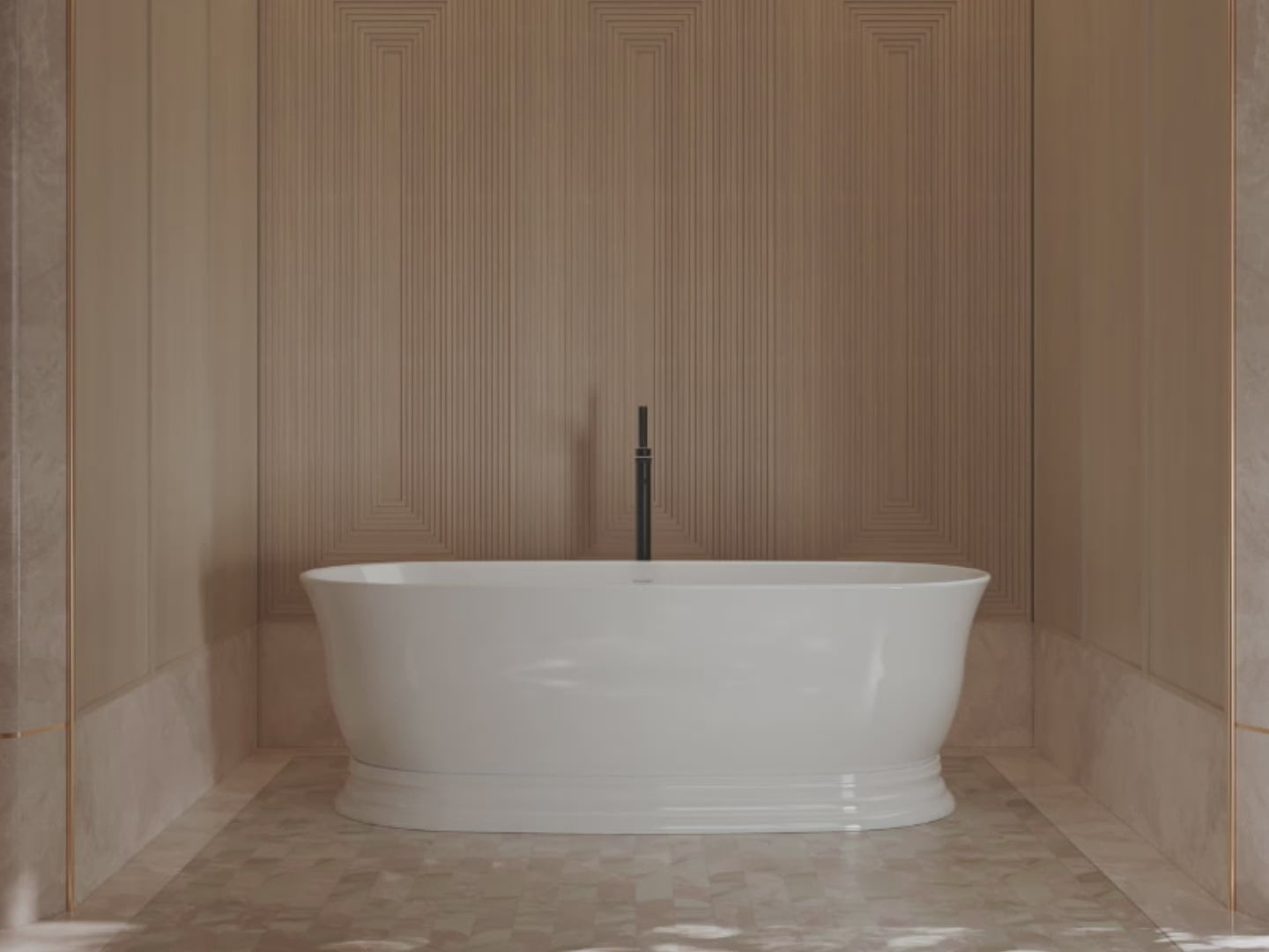 Load video: 67" Standing Acrylic Soaking Tub with Center Drain