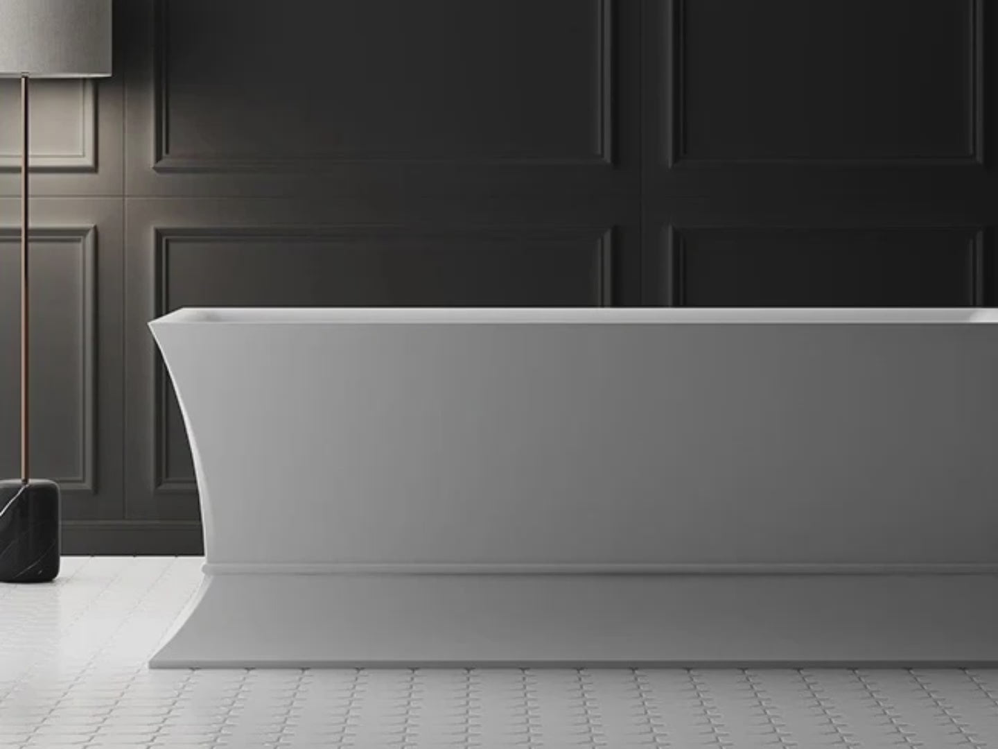 Load video: Monblari White Acrylic Soaking Tub Drain Assembly, and Overflow