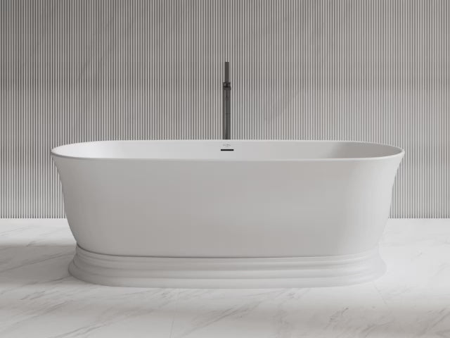Load video: 70.87" Artificial Solid Surface Bathtub Modern Bathroom Bathtub