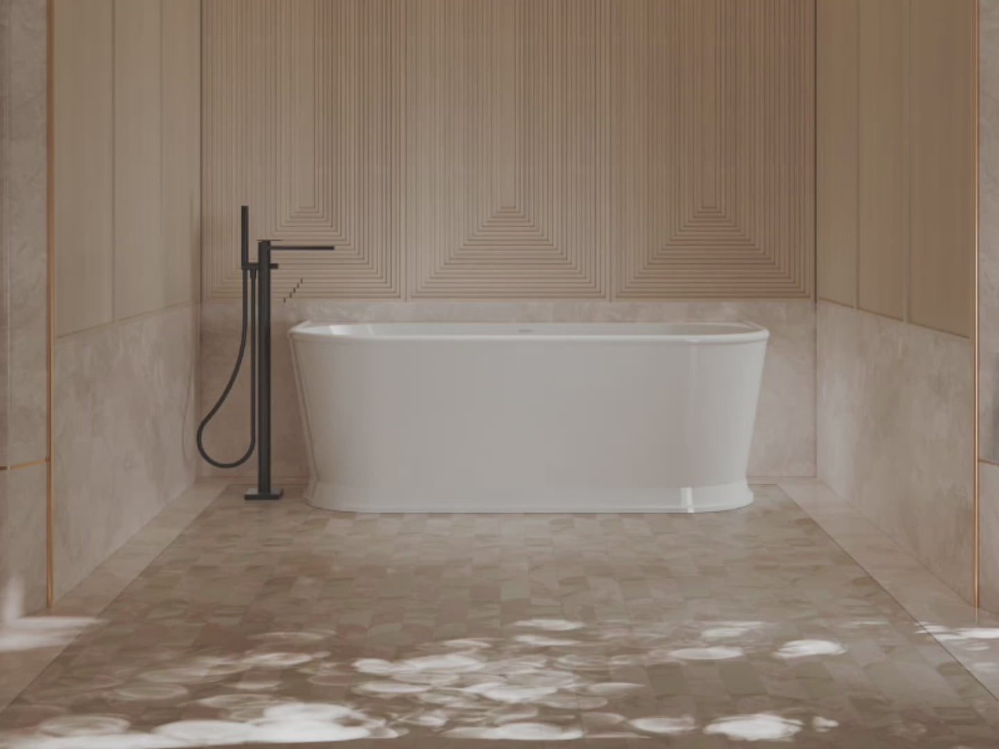 Load video: Monblari 67" × 31.5" Acrylic Soaking Tub Freestanding Bath