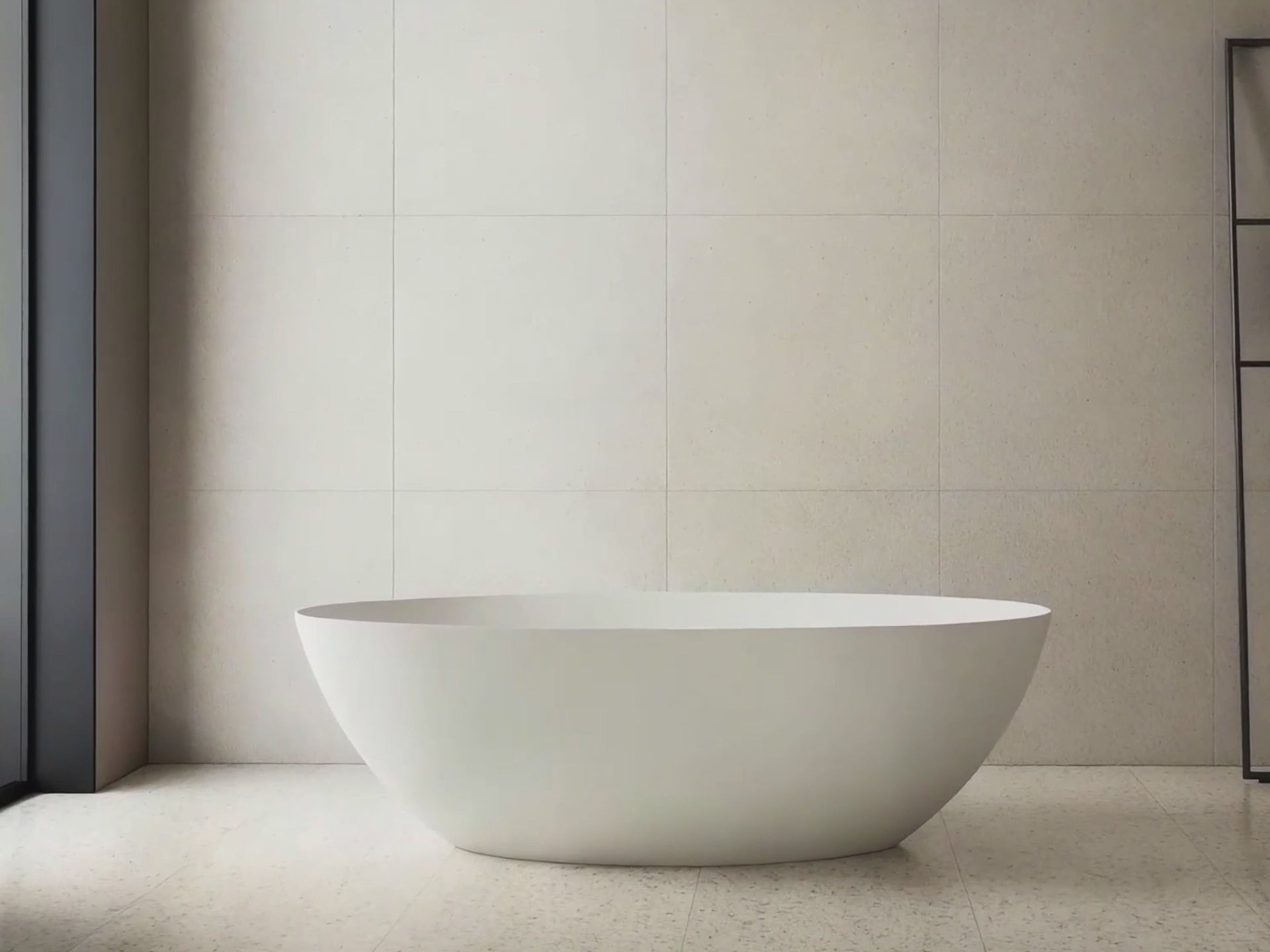 Load video: 63-71 Inch MonBlari Solid Surface Freestanding Bathtub