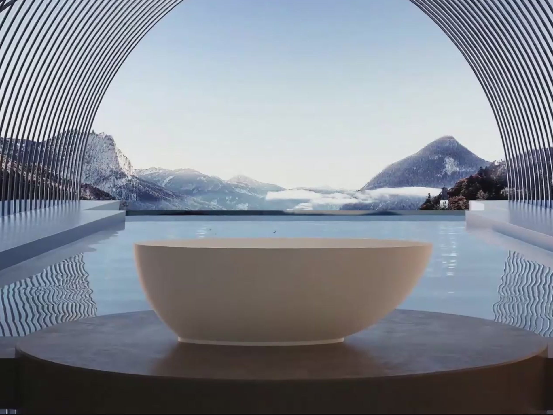 Load video: 59-67 Inch MonBlari Solid Surface Freestanding Bathtub