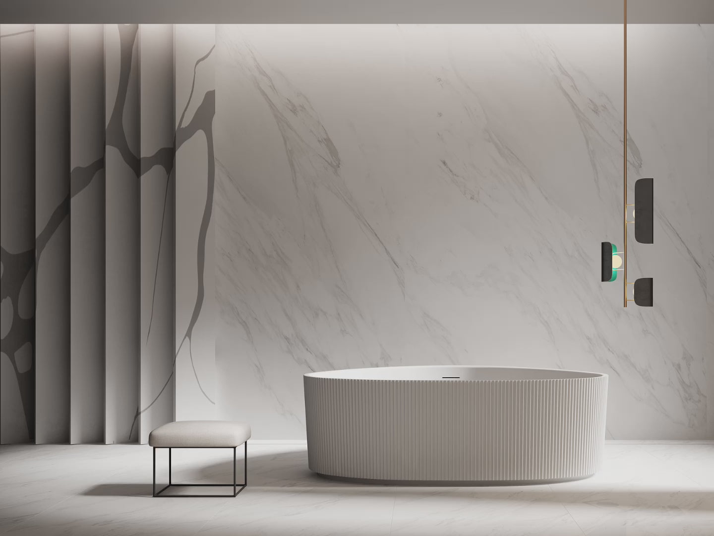 Load video: 71 Inch MonBlari Acrylic Freestanding Bathtub Fluted