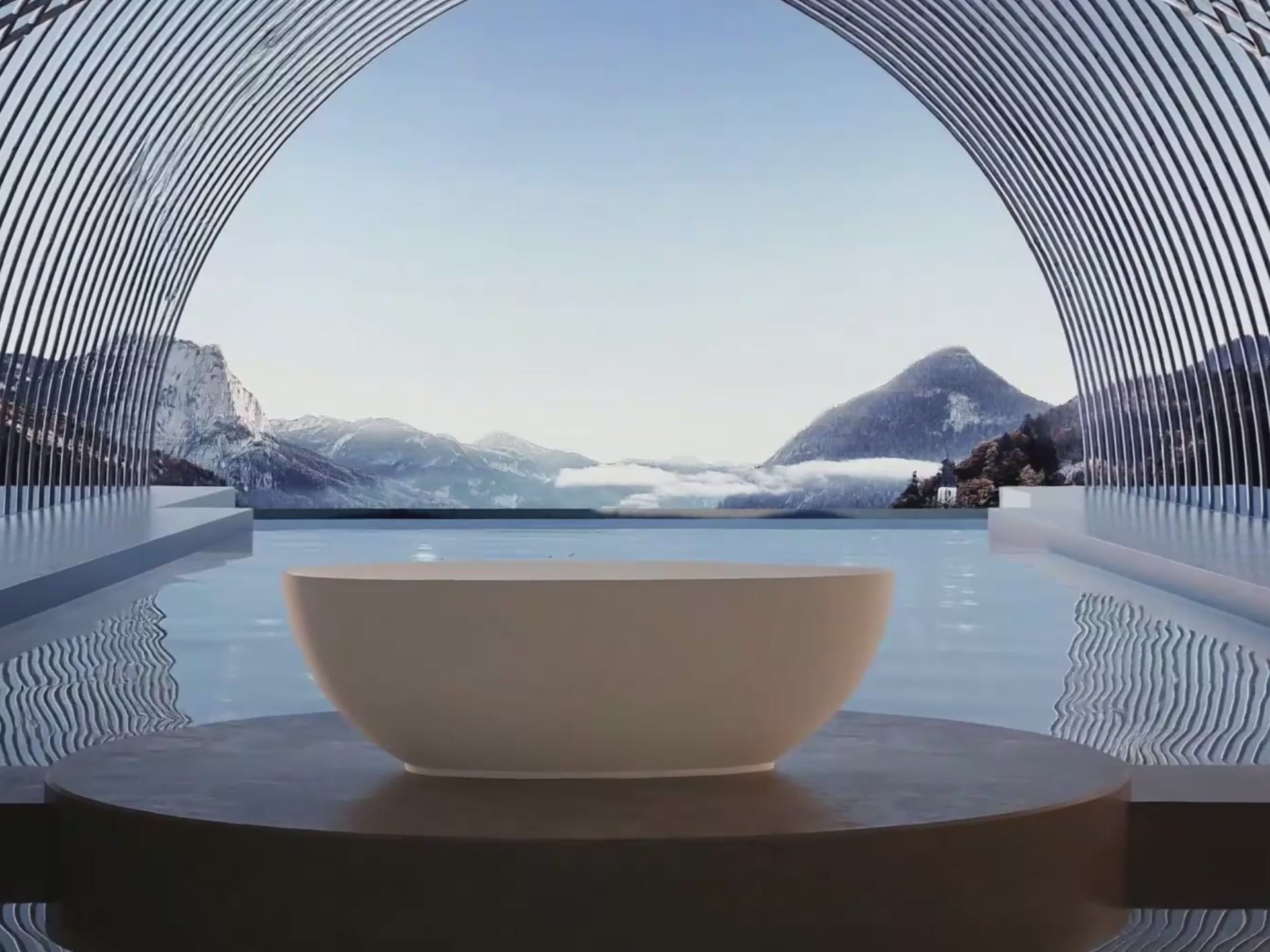 Load video: 59-67 Inch MonBlari Solid Surface Freestanding Bathtub