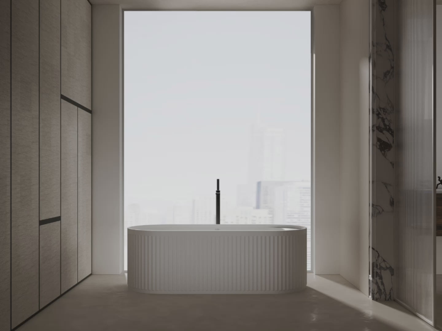 Load video: 67 Inch MonBlari Solid Surface Freestanding Bathtub