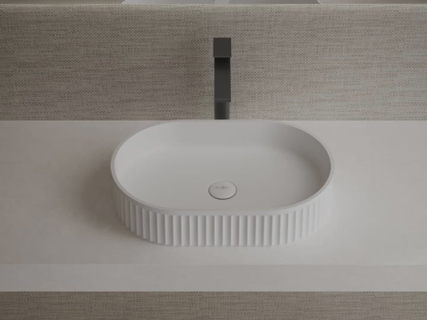 Load video: 21.7 Inch MonBlari VENUS SERIES Solid Surface Bathroom Vessel Bowl Sink Bathroom Sink