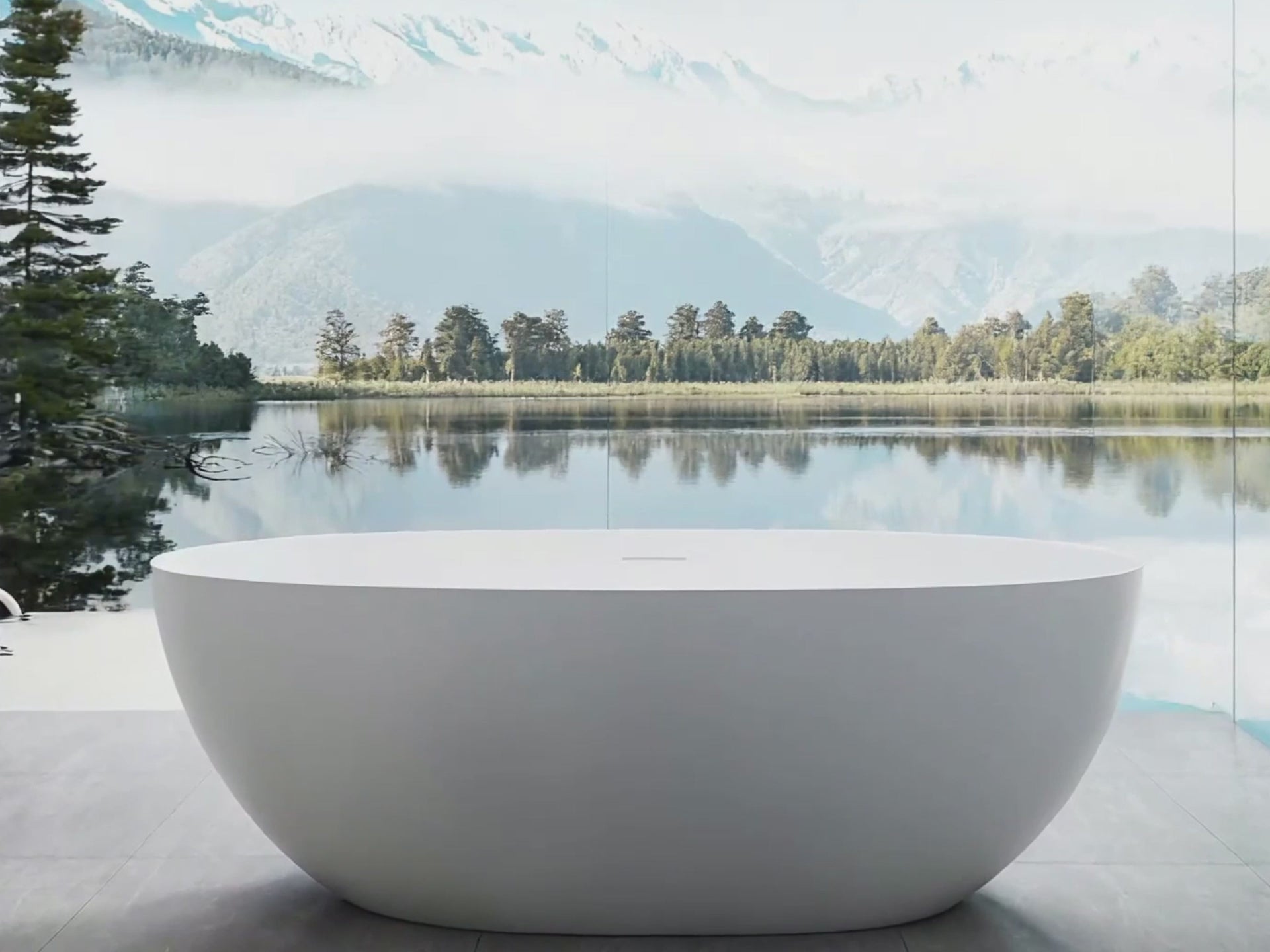 Load video: 51.2 Inch MonBlari LYRA Solid Surface Freestanding Bathtub