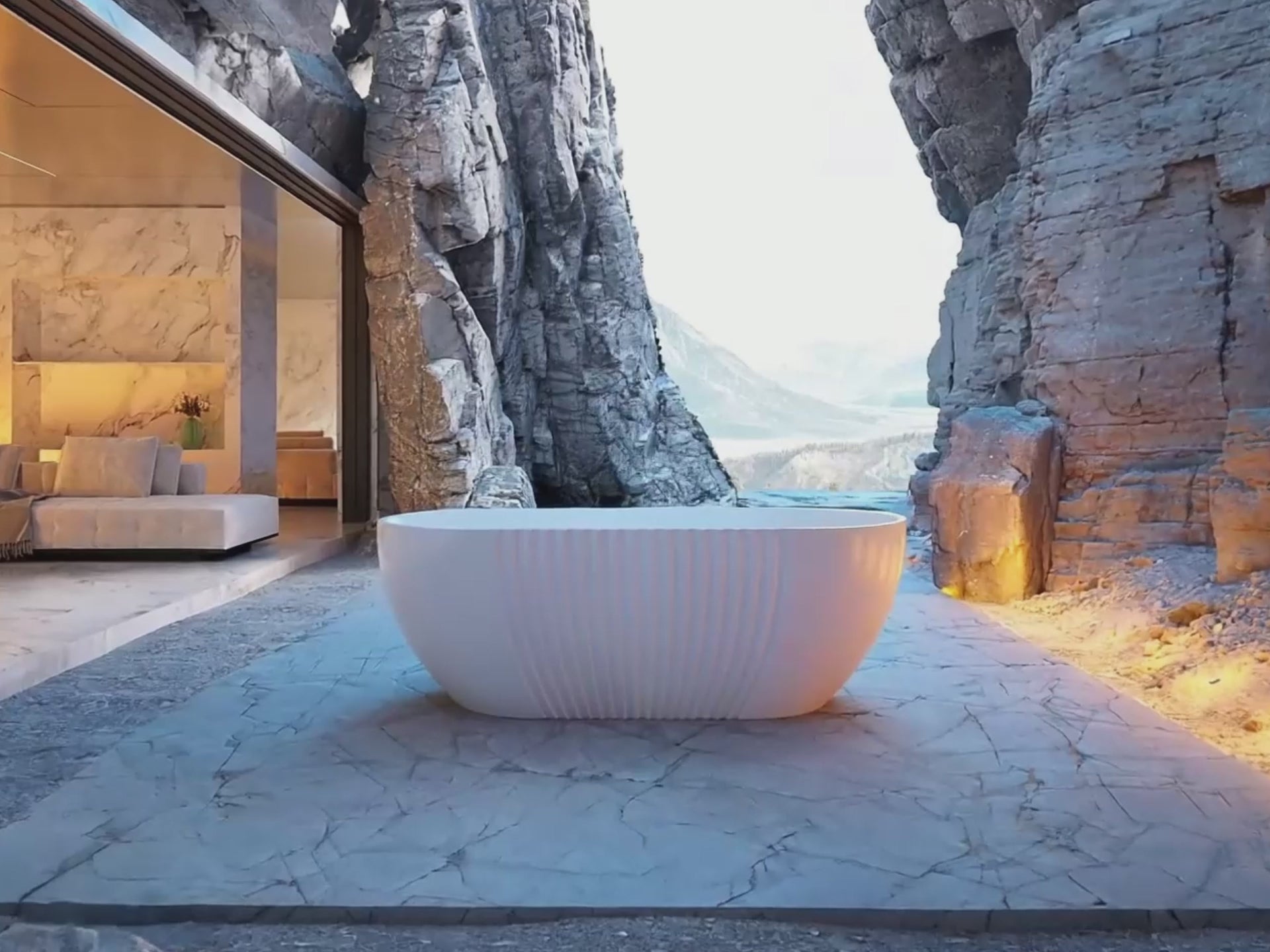 Load video: 60 Inch MonBlari Acrylic Freestanding Bathtub