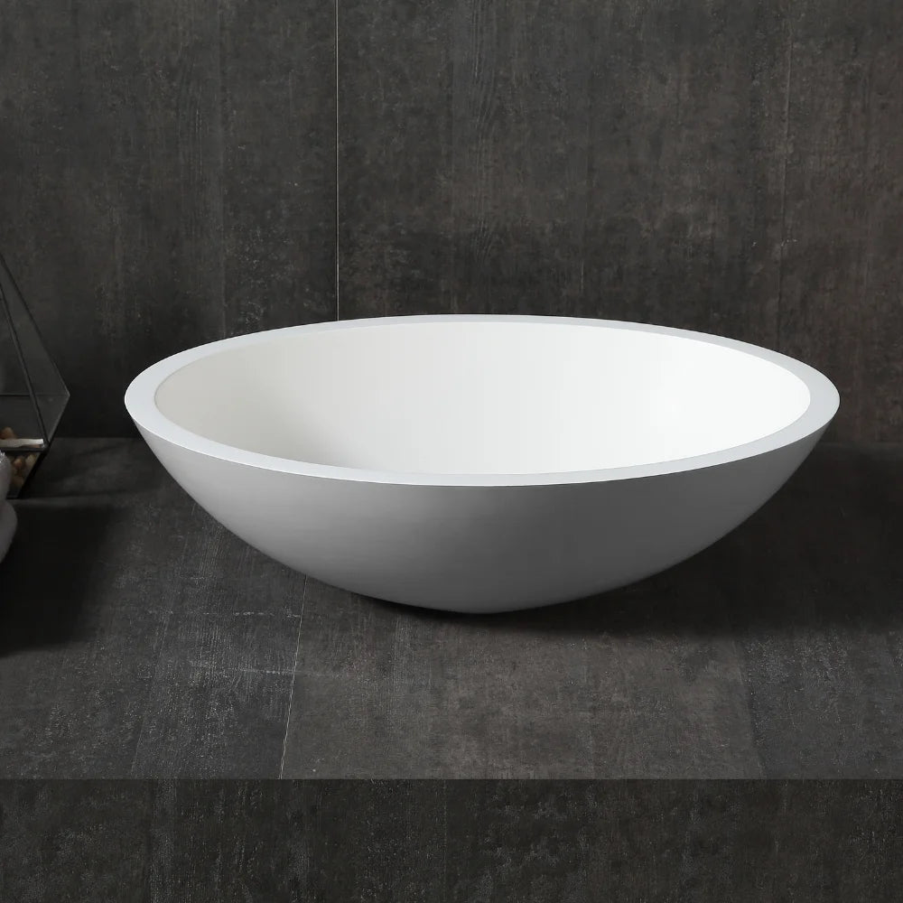 White oval vessel sink for modern style bathroom