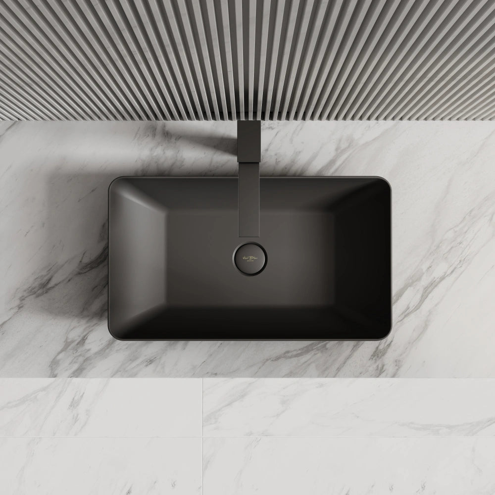 Elegant black solid surface bathroom basin for hotel style