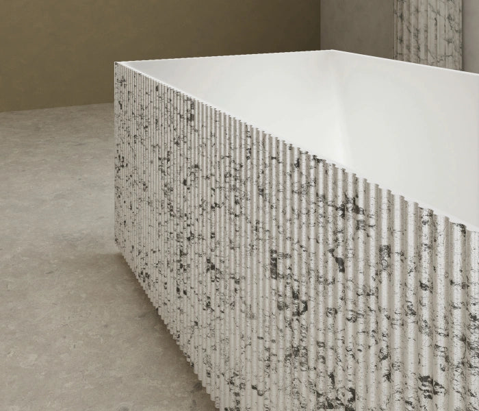 Contemporary fluted rectangular bathtub soaking tub