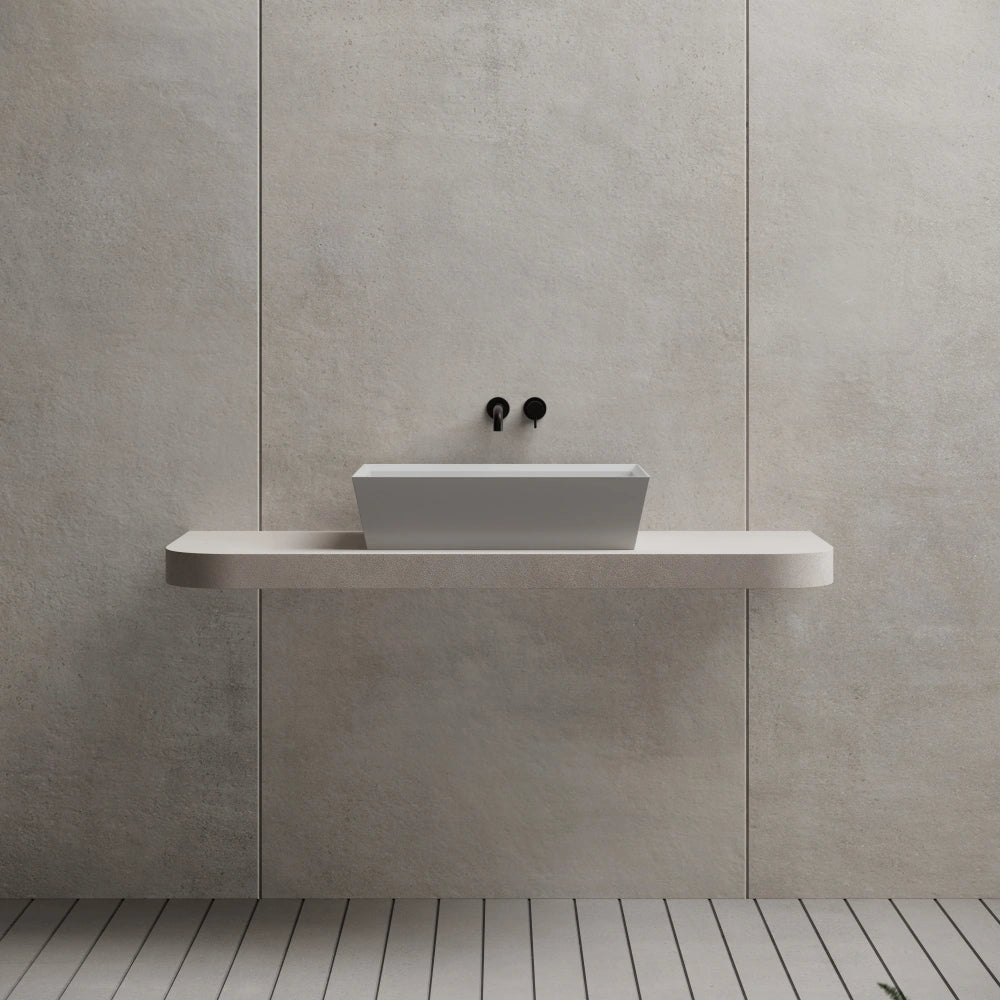 Modern matte white solid surface bathroom sink in modern style