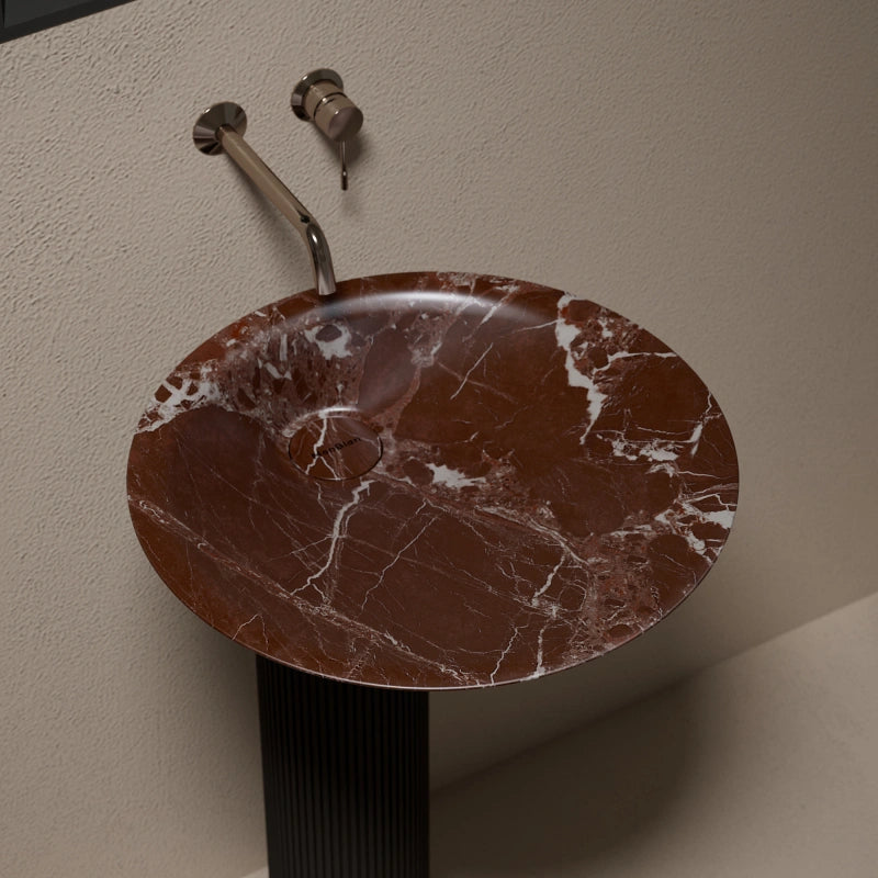 MonBlari red marble column bathroom sink for luxury interiors