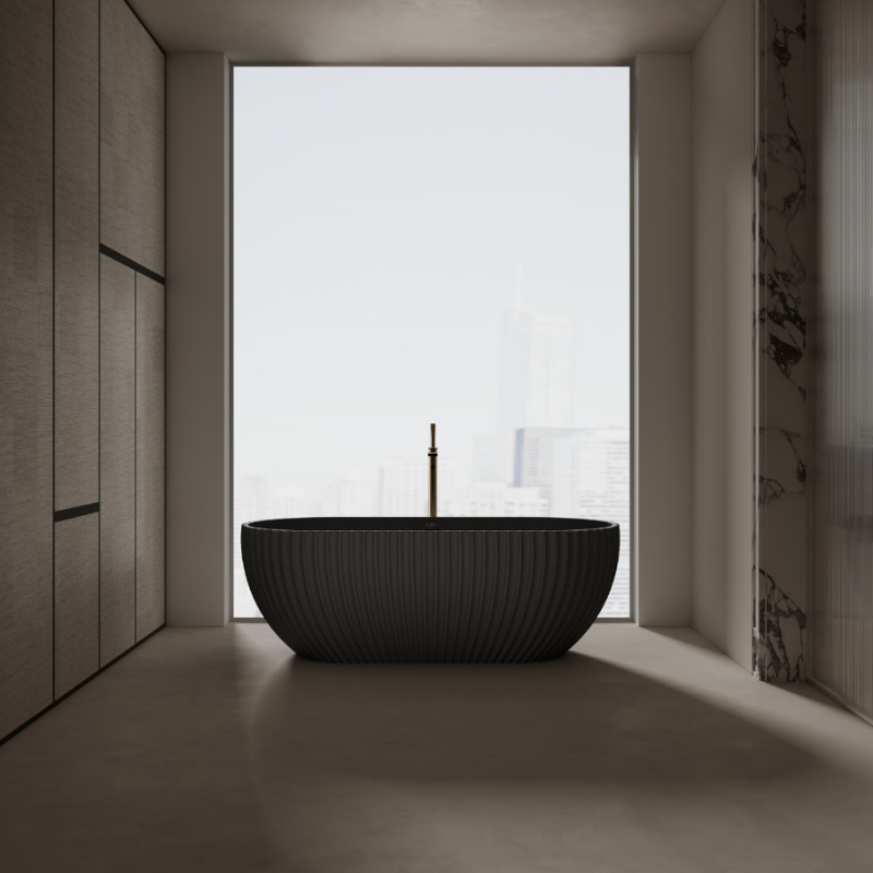 white freestanding bathtub with softflowing contours