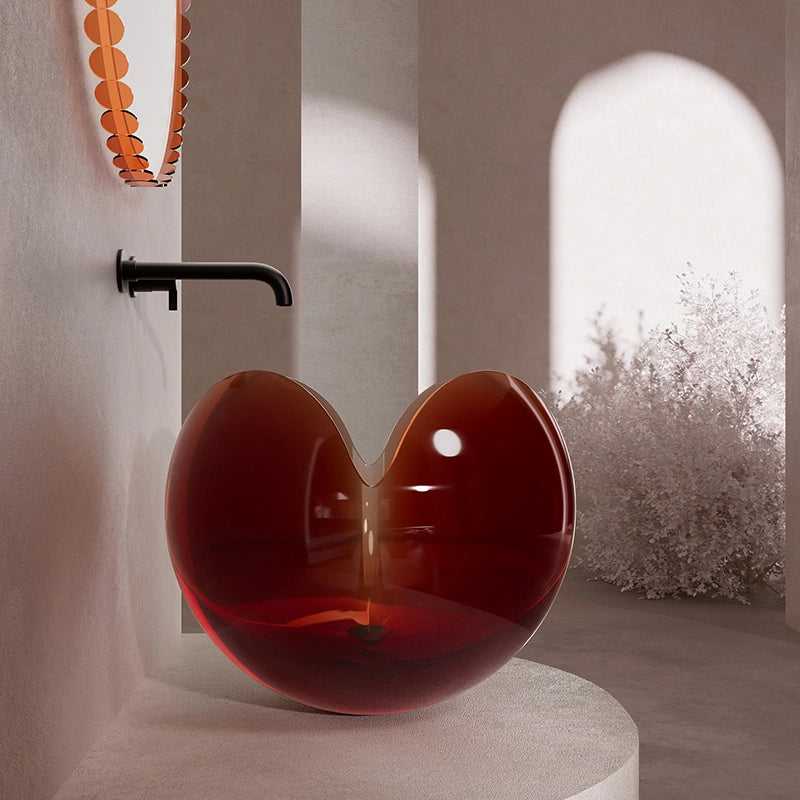 Luxury Flower series clear amber bathroom vessel sink