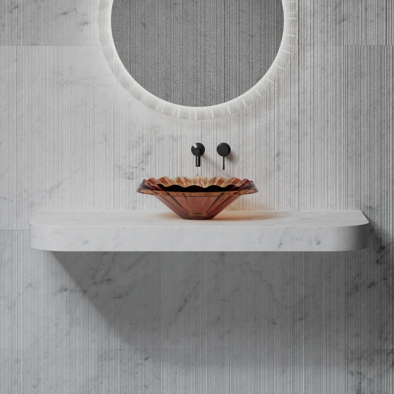 16.9-inch MonBlari transparent resin clear amber bathroom vessel sink