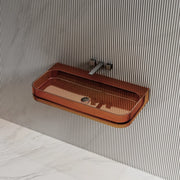 MonBlari resin clear amber wall mount bathroom sink with fluted design