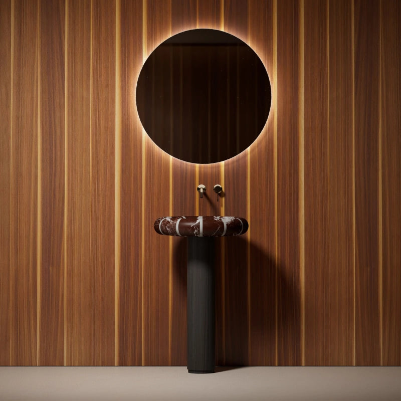 MonBlari CIRCUS Series Rosso Levanto marble bathroom pedestal sink