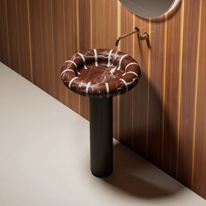 MonBlari CIRCUS Series burgundy Rosso Levanto marble freestanding sink
