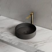 Black round solid surface sink modern washbasin design
