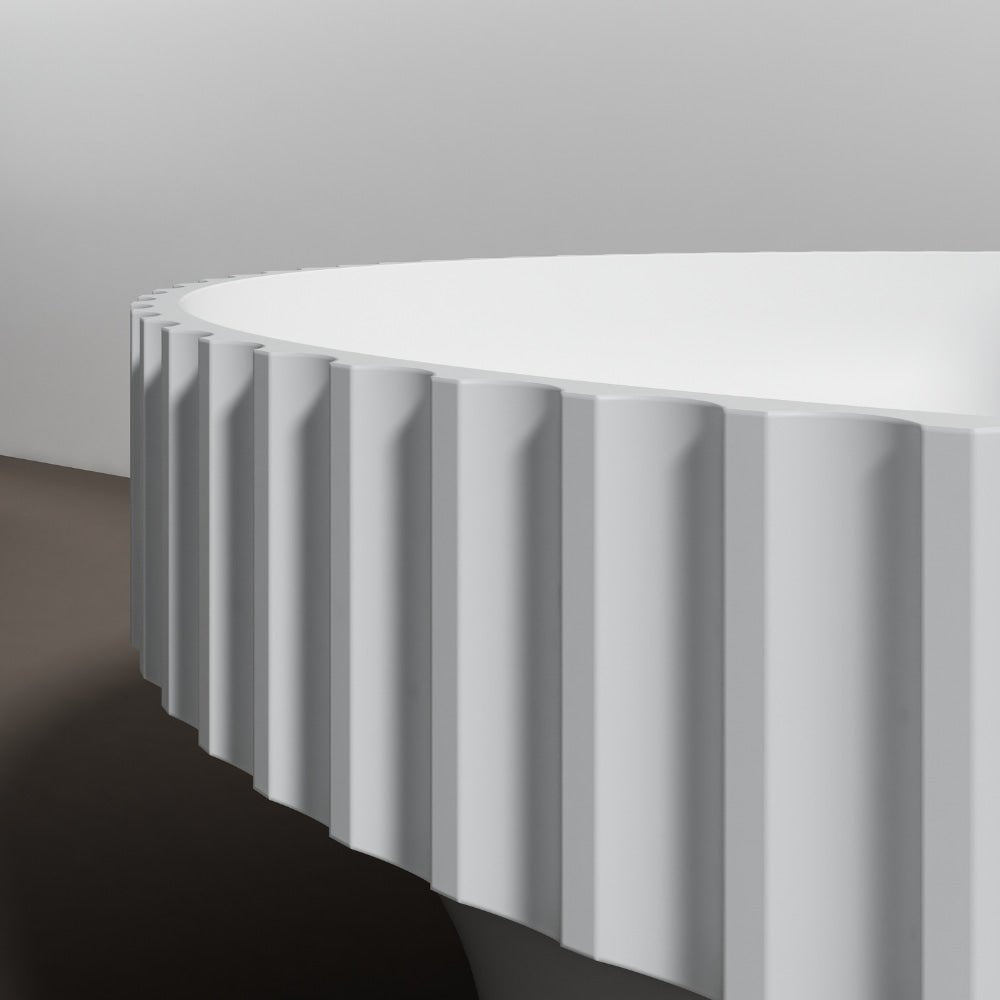 White round solid surface wash basin for modern design