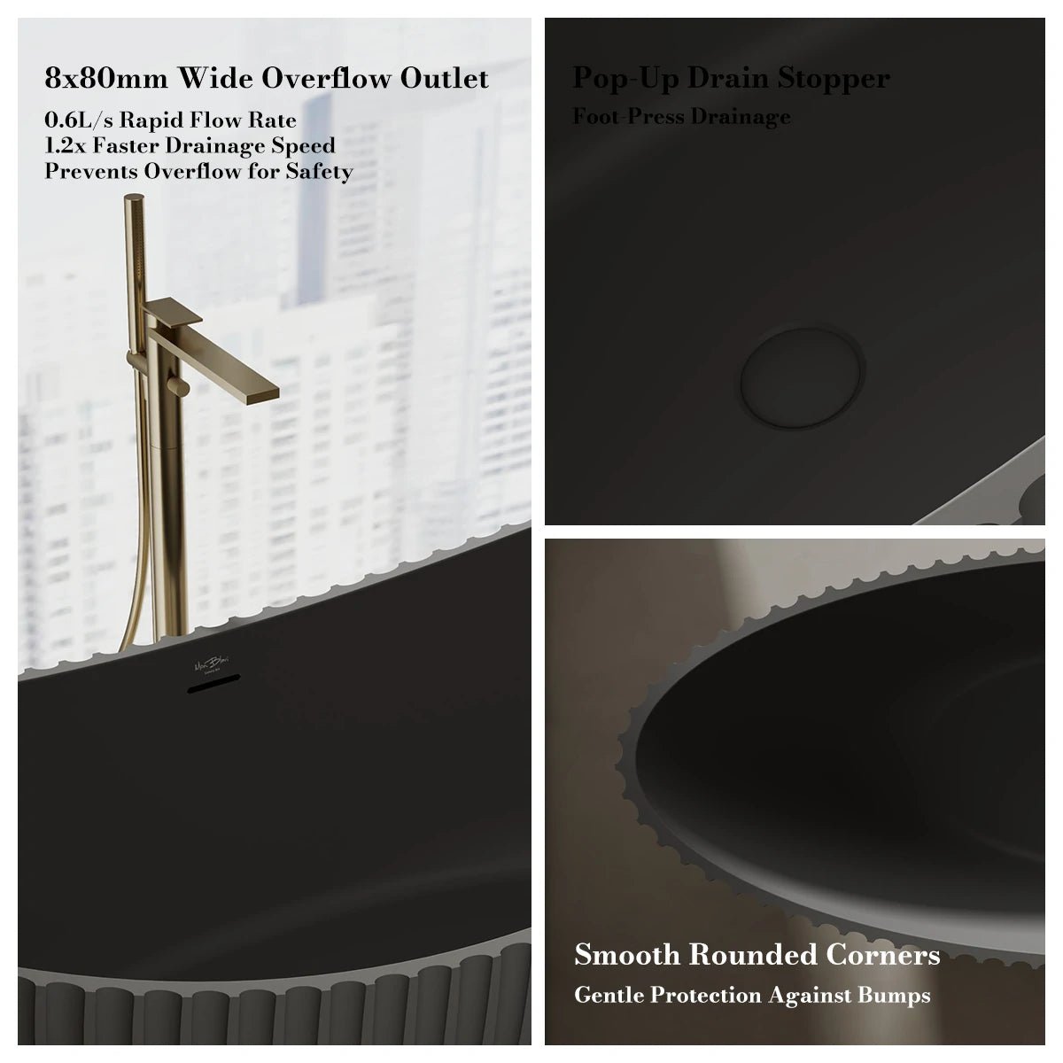luxury bathtub with textured surface and boat-shaped form