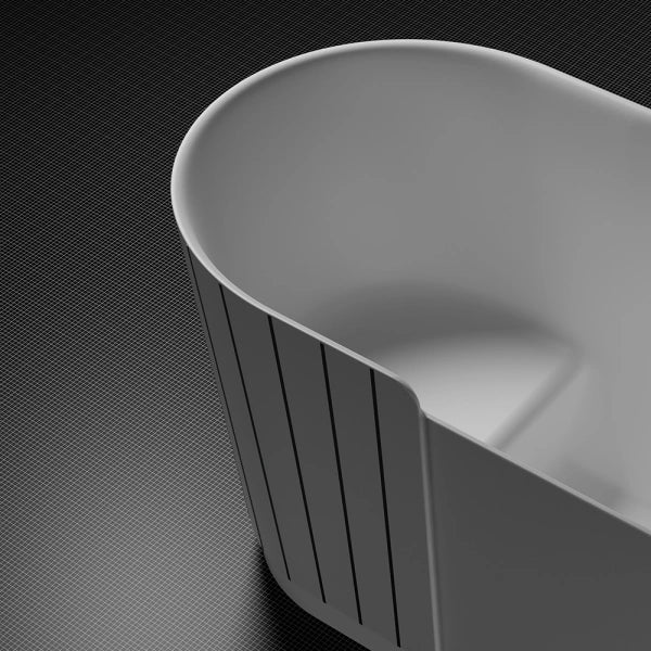 Sculptural freestanding bathtub with seating for contemporary bathroom