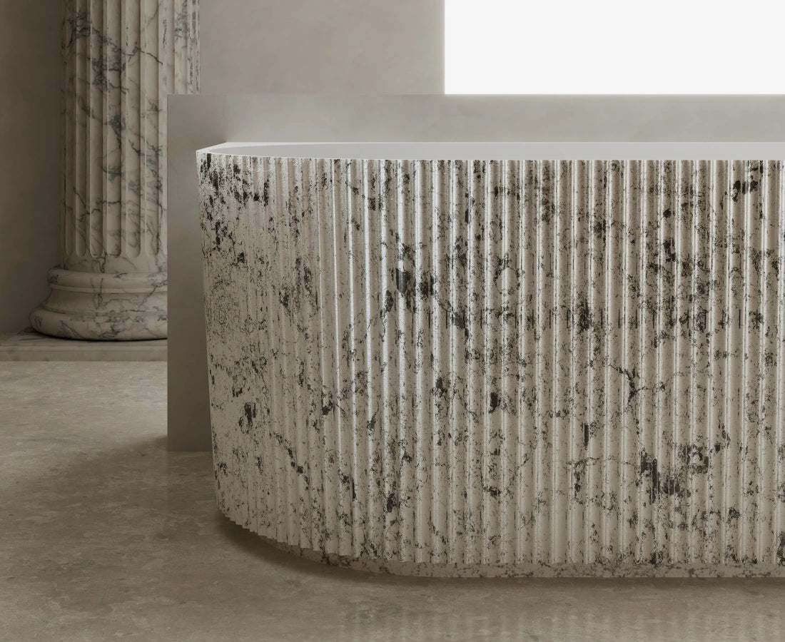 Luxury MonBlari solid surface back to wall bathtub for modern bathrooms