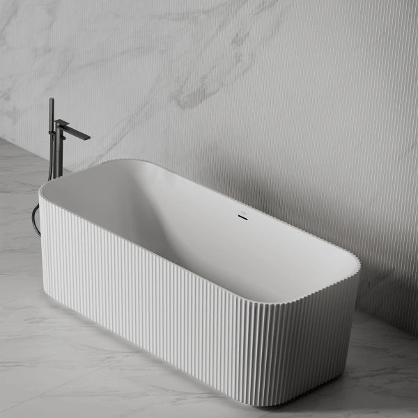MonBlari sculptural solid surface soaking tub with minimalist design