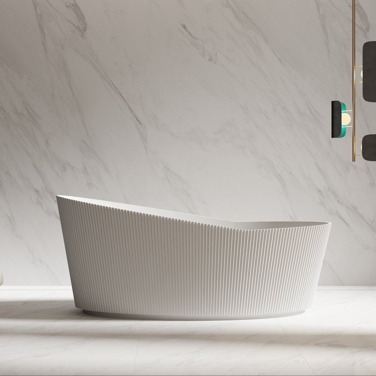white acrylic bath tub fluted freestanding bathtub