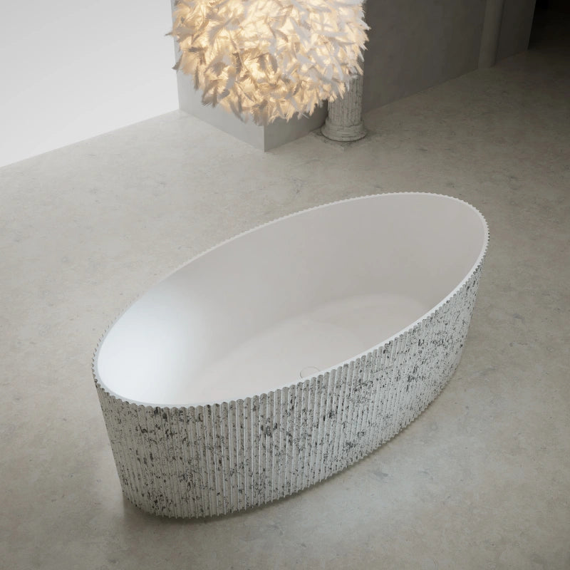 ribbed bathtub solid surface bath freestanding tub