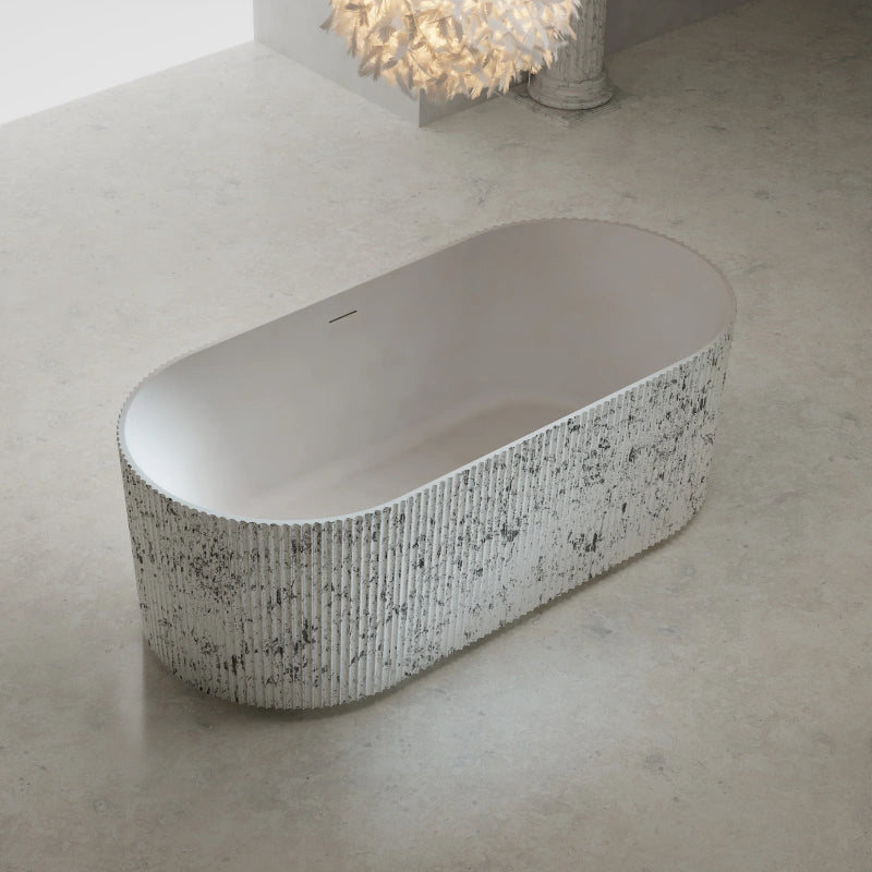 ribbed bathtub solid surface bath freestanding tub